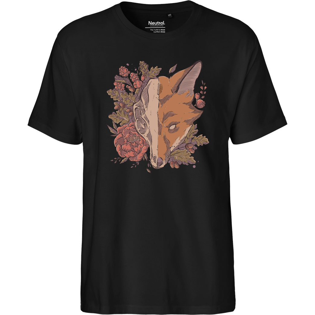 xMorfina Autumn Fox Skull T-Shirt Fairtrade T-Shirt - schwarz