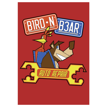 Bird'nBear Autorepair Kunstdruck rot