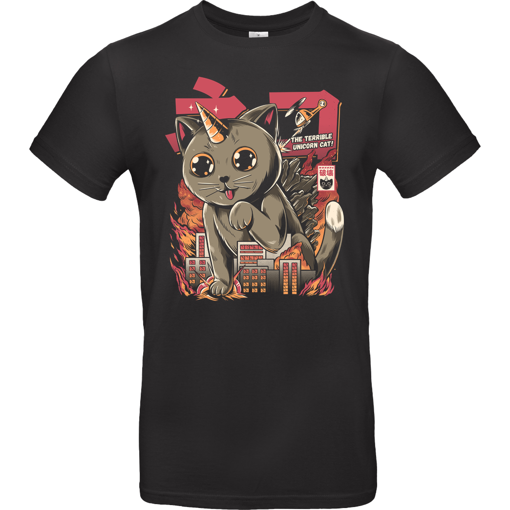 Ilustrata Cat Kaiju T-Shirt B&C EXACT 190 - Schwarz