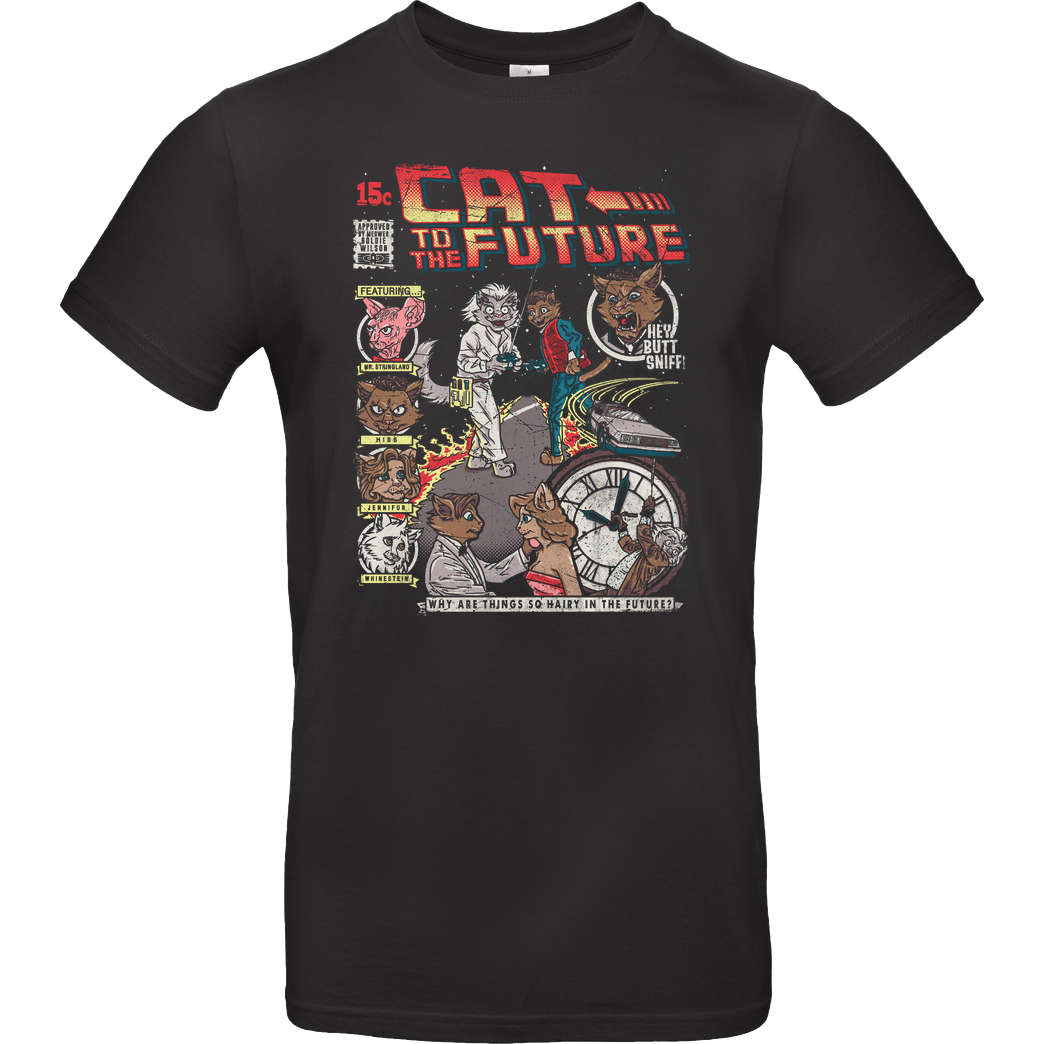 Punksthetic Art Cat to the Future T-Shirt B&C EXACT 190 - Schwarz