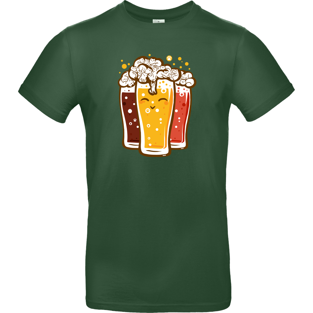 erion_designs Cats & Beers T-Shirt B&C EXACT 190 - Flaschengrün