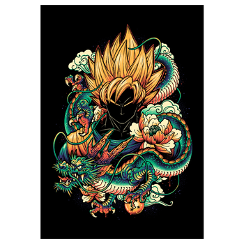 Colorful Dragon Kunstdruck schwarz