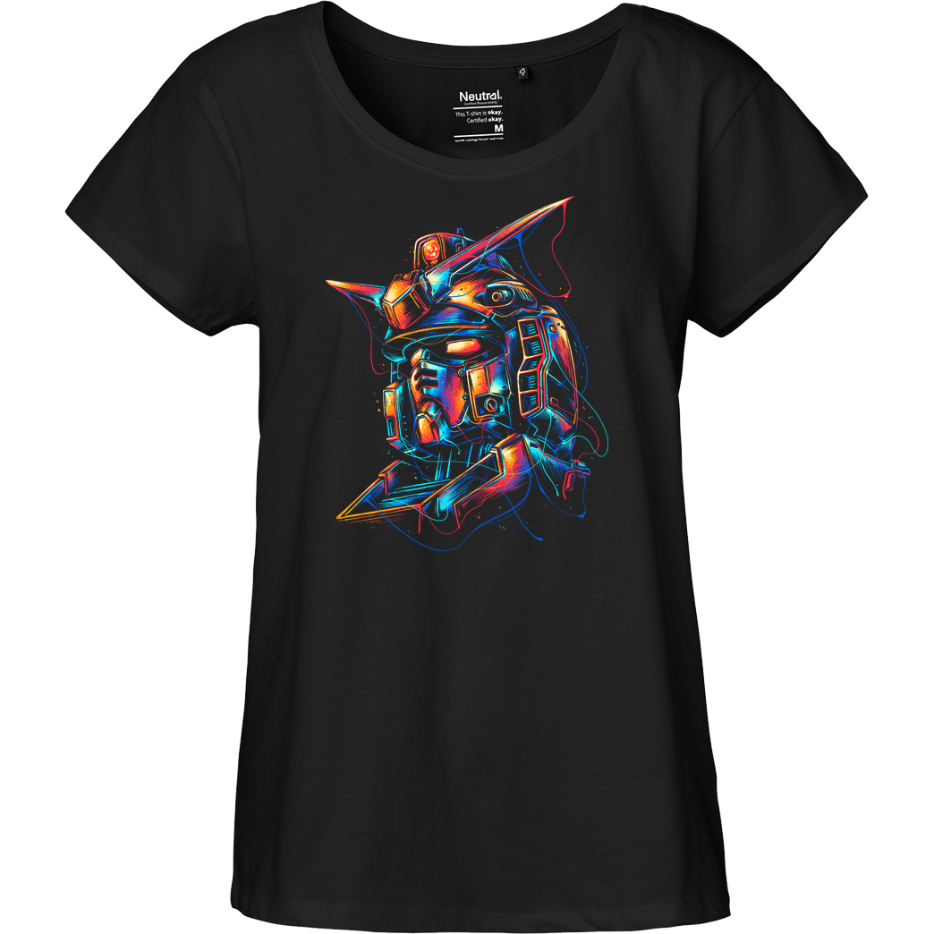 glitchygorilla Colorful Mecha T-Shirt Fairtrade Loose Fit Girlie - schwarz