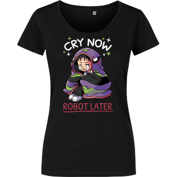 Cry Now, Robot Later Damenshirt schwarz