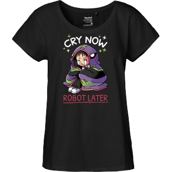 Cry Now, Robot Later Fairtrade Loose Fit Girlie - schwarz