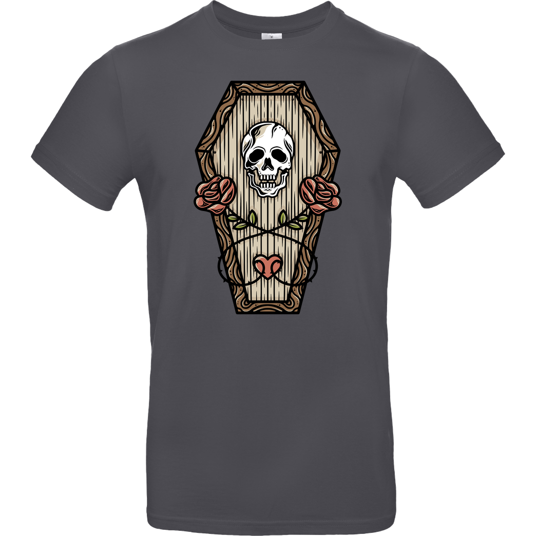 AlundrART Dead Love Roses Skull Tattoo Art T-Shirt B&C EXACT 190 - Dark Grey