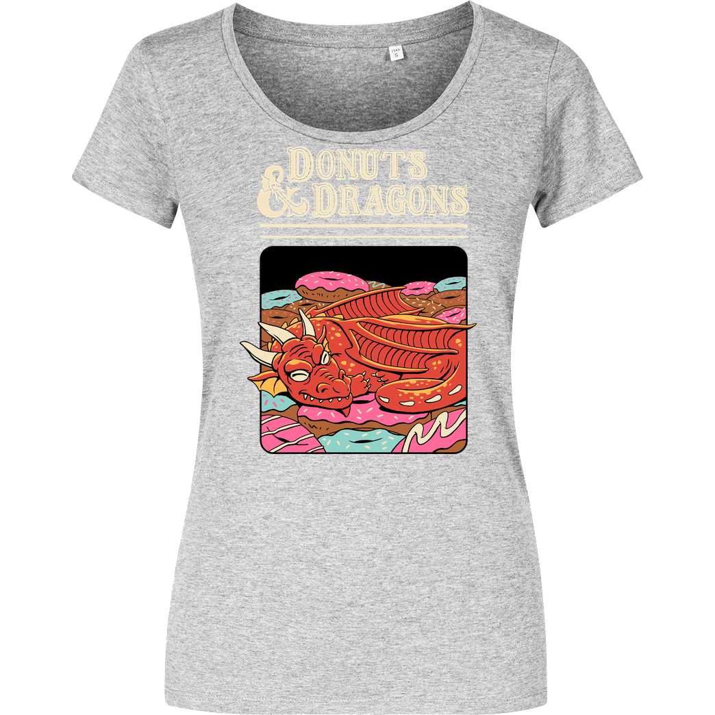 Vincent Trinidad Donuts and Dragons T-Shirt Damenshirt heather grey
