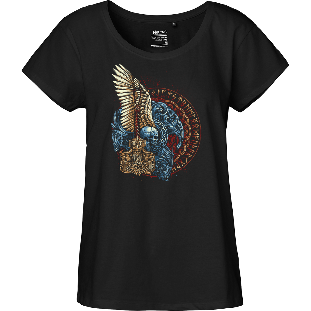 glitchygorilla Emblem of Thunder T-Shirt Fairtrade Loose Fit Girlie - schwarz