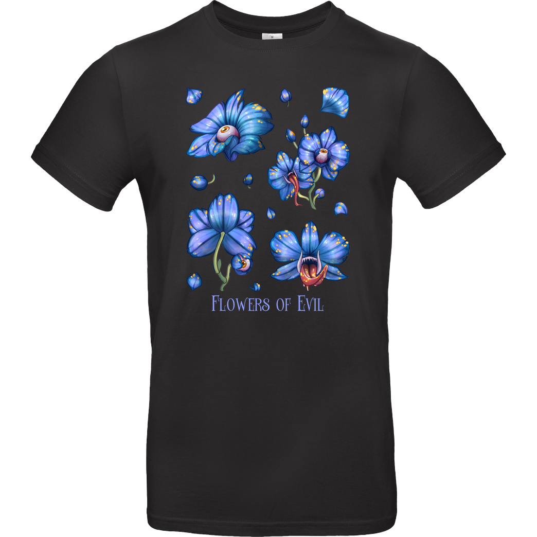 DoomBloomArt Flowers of Evil - Blue Orchid T-Shirt B&C EXACT 190 - Schwarz
