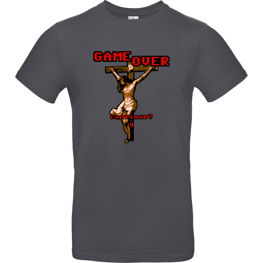 None Game Over Jesus T-Shirt B&C EXACT 190 - Dark Grey