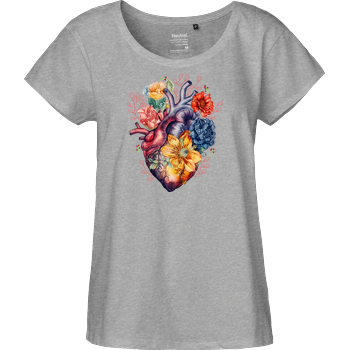 Heart and Flower Fairtrade Loose Fit Girlie - heather grey