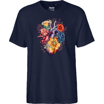 Heart and Flower Fairtrade T-Shirt - navy