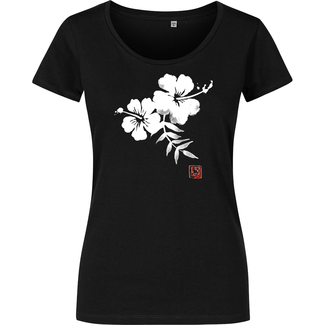 Péchane hibiscus T-Shirt Damenshirt schwarz