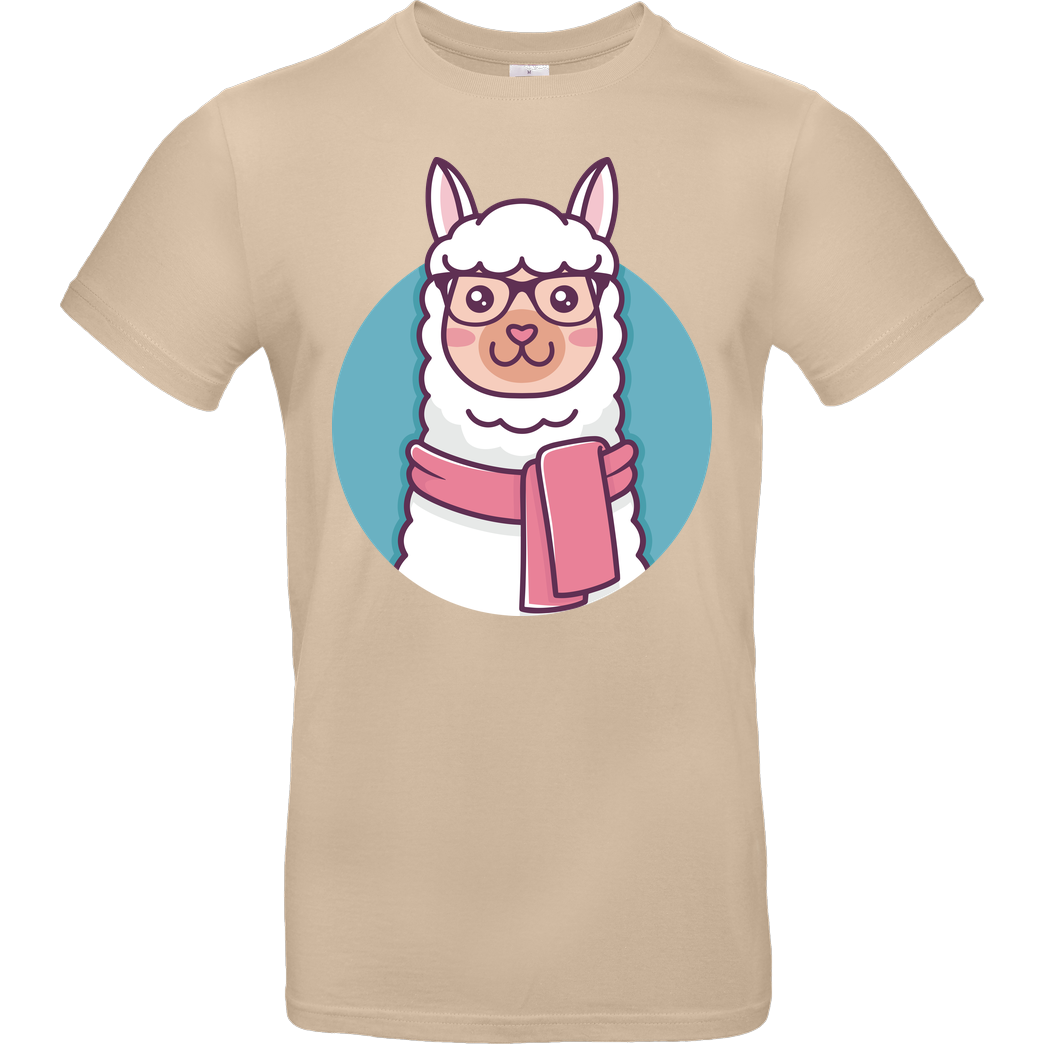 AlundrART Hipster Llama T-Shirt B&C EXACT 190 - Sand