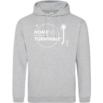 Home is where the turntable is JH Hoodie - Heather Grey