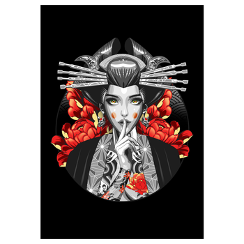 Irezumi Geisha II Kunstdruck schwarz