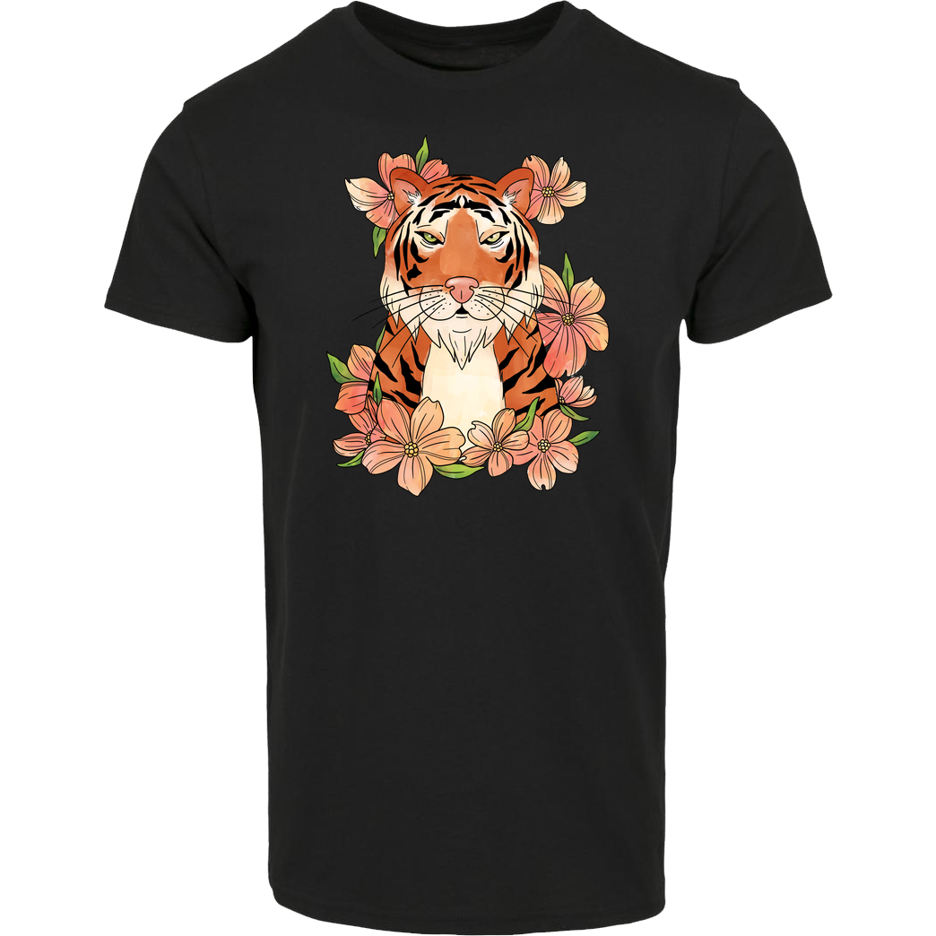 Luma_Colors Japanese Art Flower Tiger T-Shirt Hausmarke T-Shirt  - Schwarz