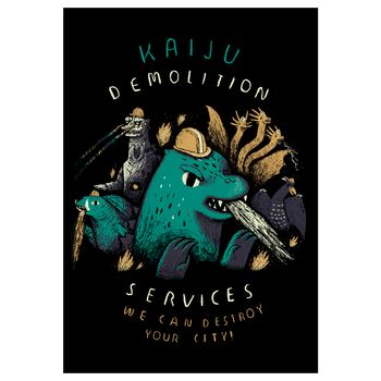 Kaiju Demolition Service Kunstdruck schwarz