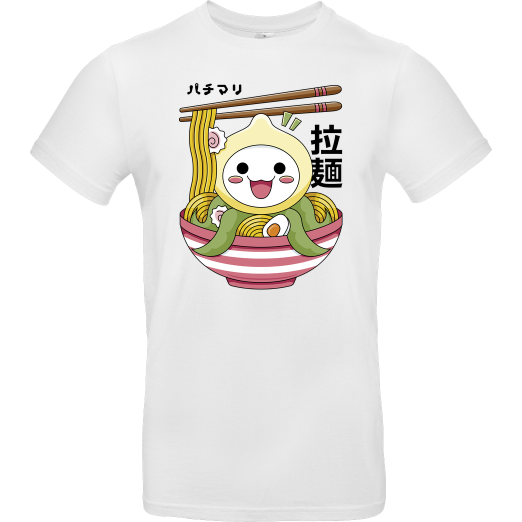 Logozaste Kawaii Onion Octopus Ramen T-Shirt B&C EXACT 190 - Weiß