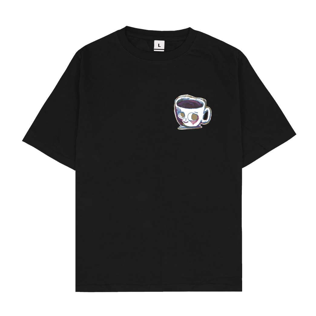 Kumo Kleine Kaffeetasse T-Shirt Oversize T-Shirt - Schwarz