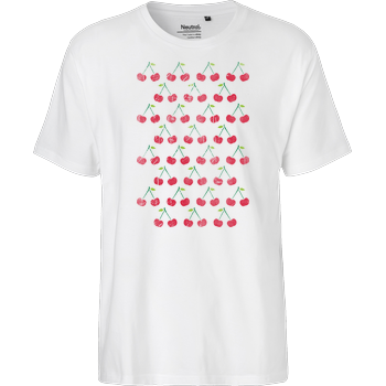 Little Cherries Stencil Pattern Rough Fairtrade T-Shirt - weiß