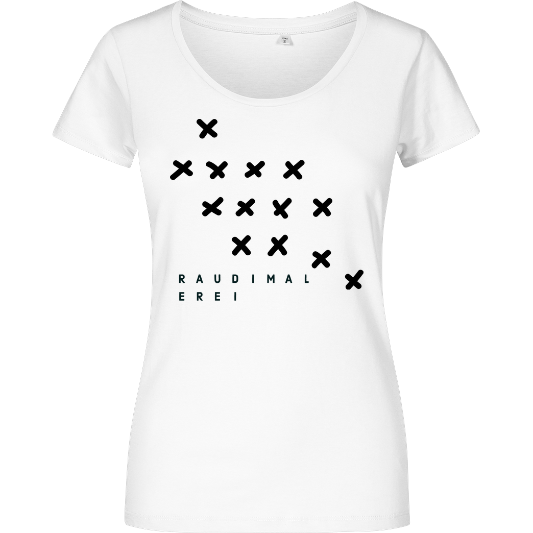 RAUDIMALEREI Logo Kreuze T-Shirt Damenshirt weiss