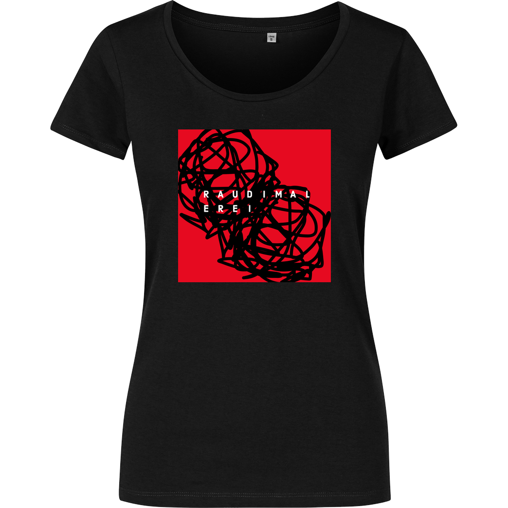 RAUDIMALEREI Logo Kringel T-Shirt Damenshirt schwarz