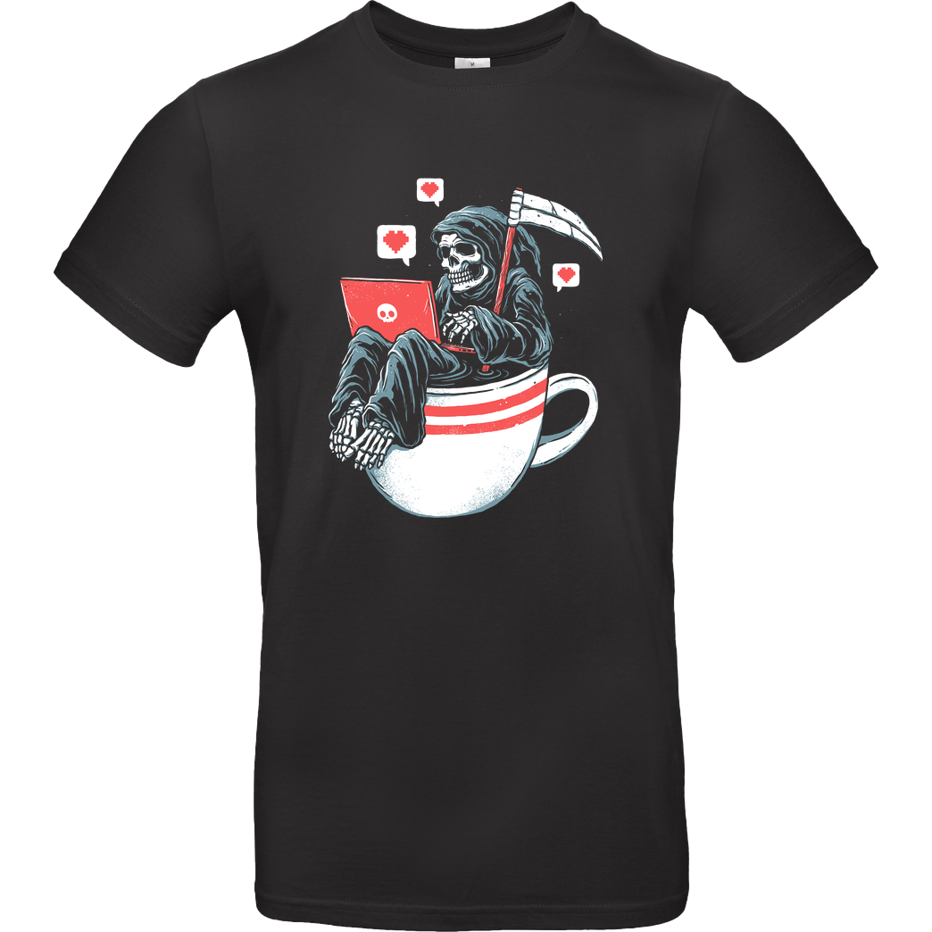 glitchygorilla Love Death and Coffee T-Shirt B&C EXACT 190 - Schwarz