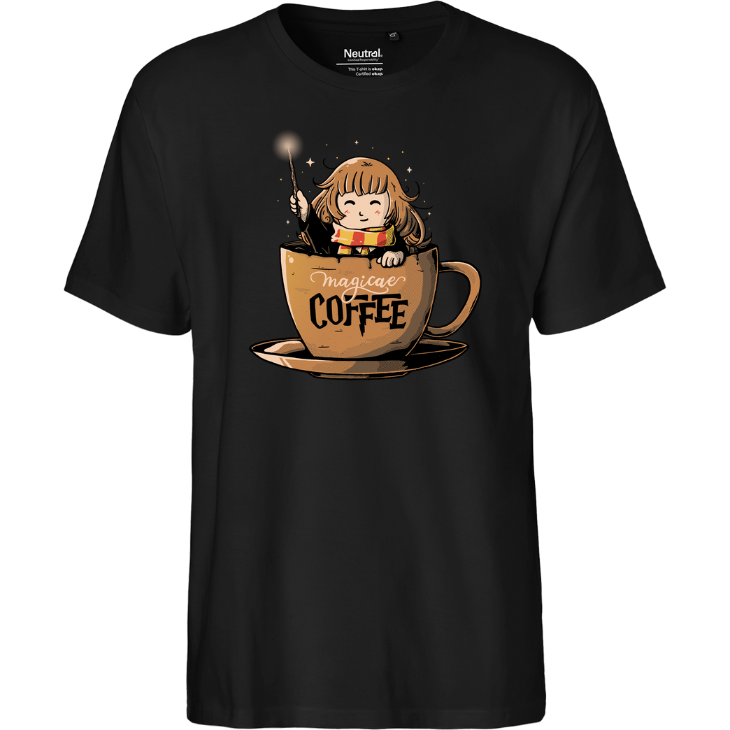 EduEly Magicae Coffee T-Shirt Fairtrade T-Shirt - schwarz