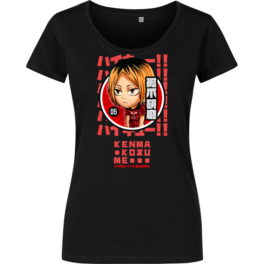 Black Kitsune Nekoma's Heart T-Shirt Damenshirt schwarz