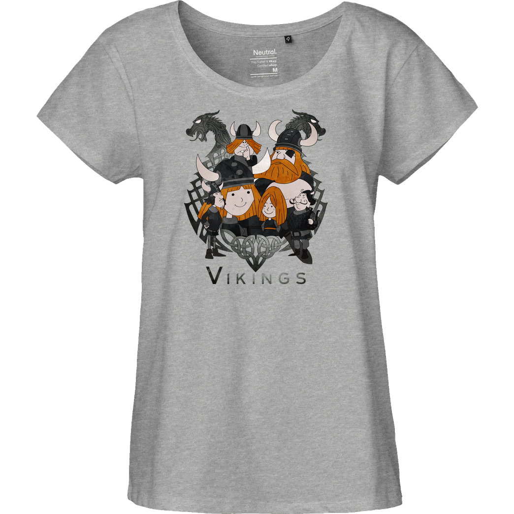 Blackmoon Original Vikings T-Shirt Fairtrade Loose Fit Girlie - heather grey