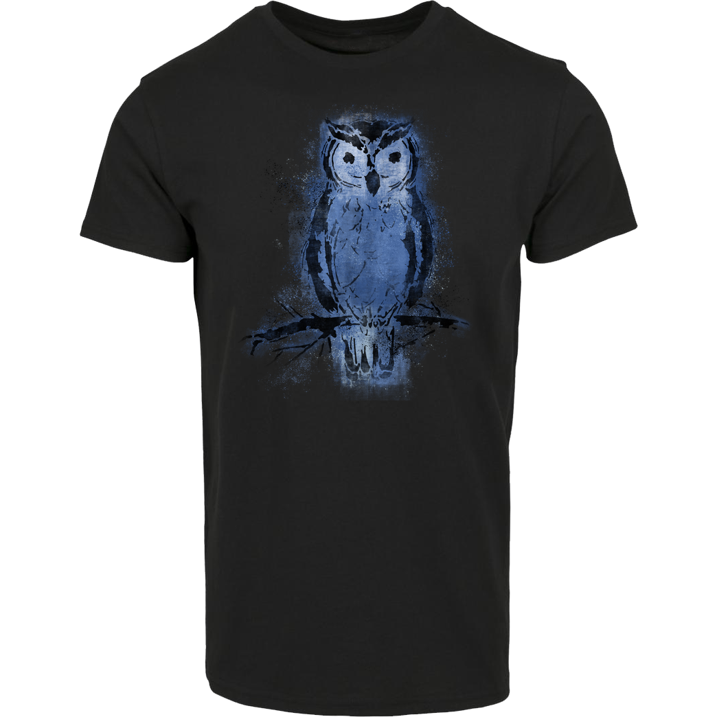 Falschparka Owl Stencil Rough T-Shirt Hausmarke T-Shirt  - Schwarz