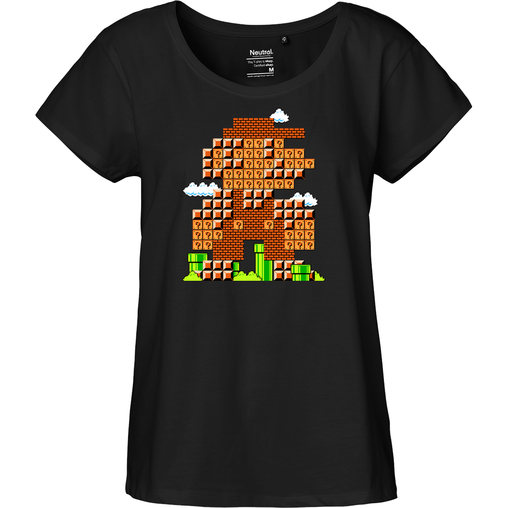 Demonigote Shirts Pixel Plumber T-Shirt Fairtrade Loose Fit Girlie - schwarz
