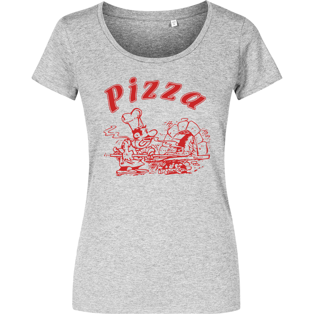 Geek Revolution Pizza T-Shirt Damenshirt heather grey