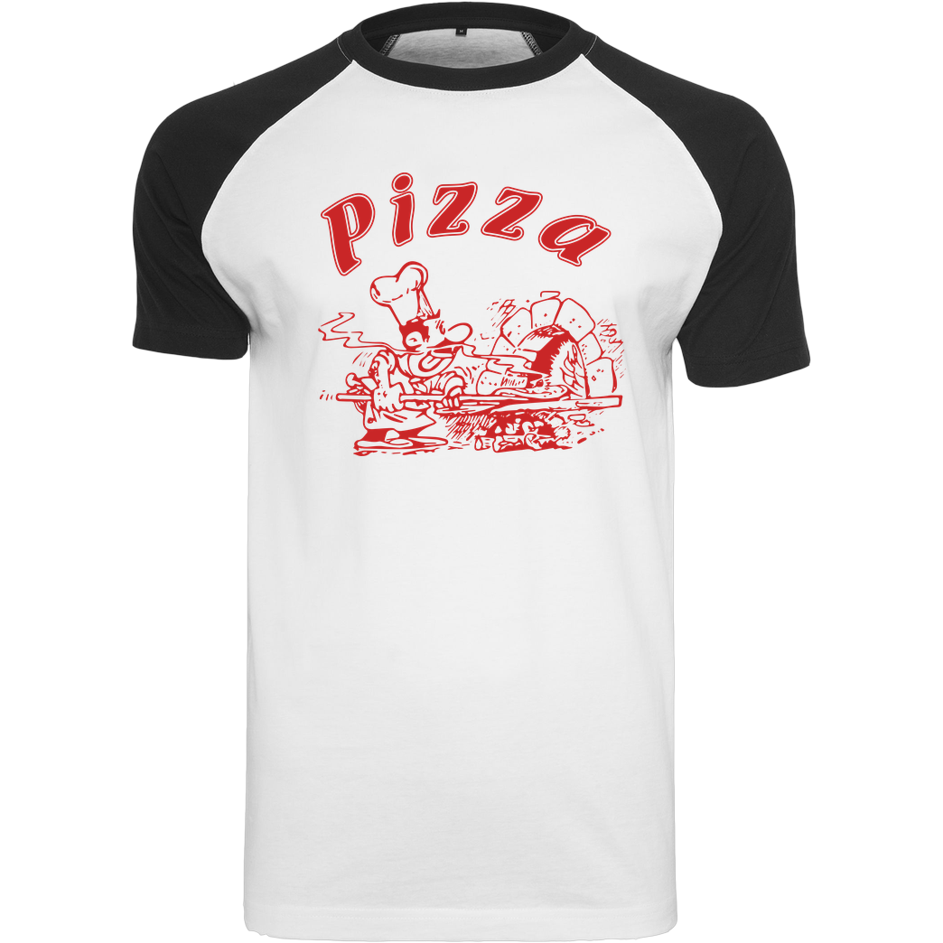 Geek Revolution Pizza T-Shirt Raglan-Shirt weiß