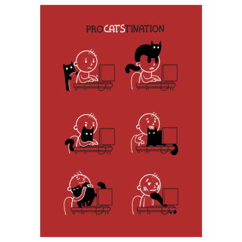ProCATStination Kunstdruck rot