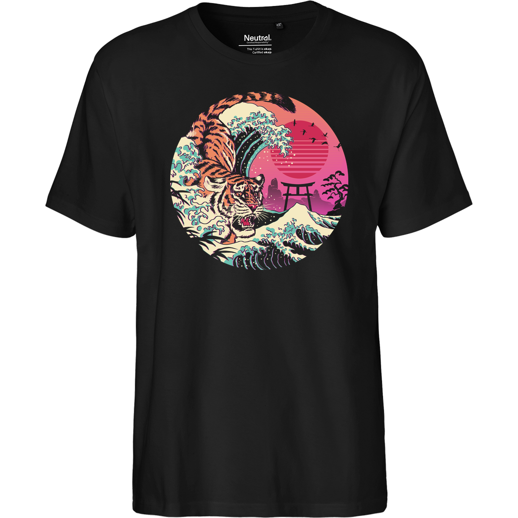 Vincent Trinidad Rad Tiger Wave T-Shirt Fairtrade T-Shirt - schwarz