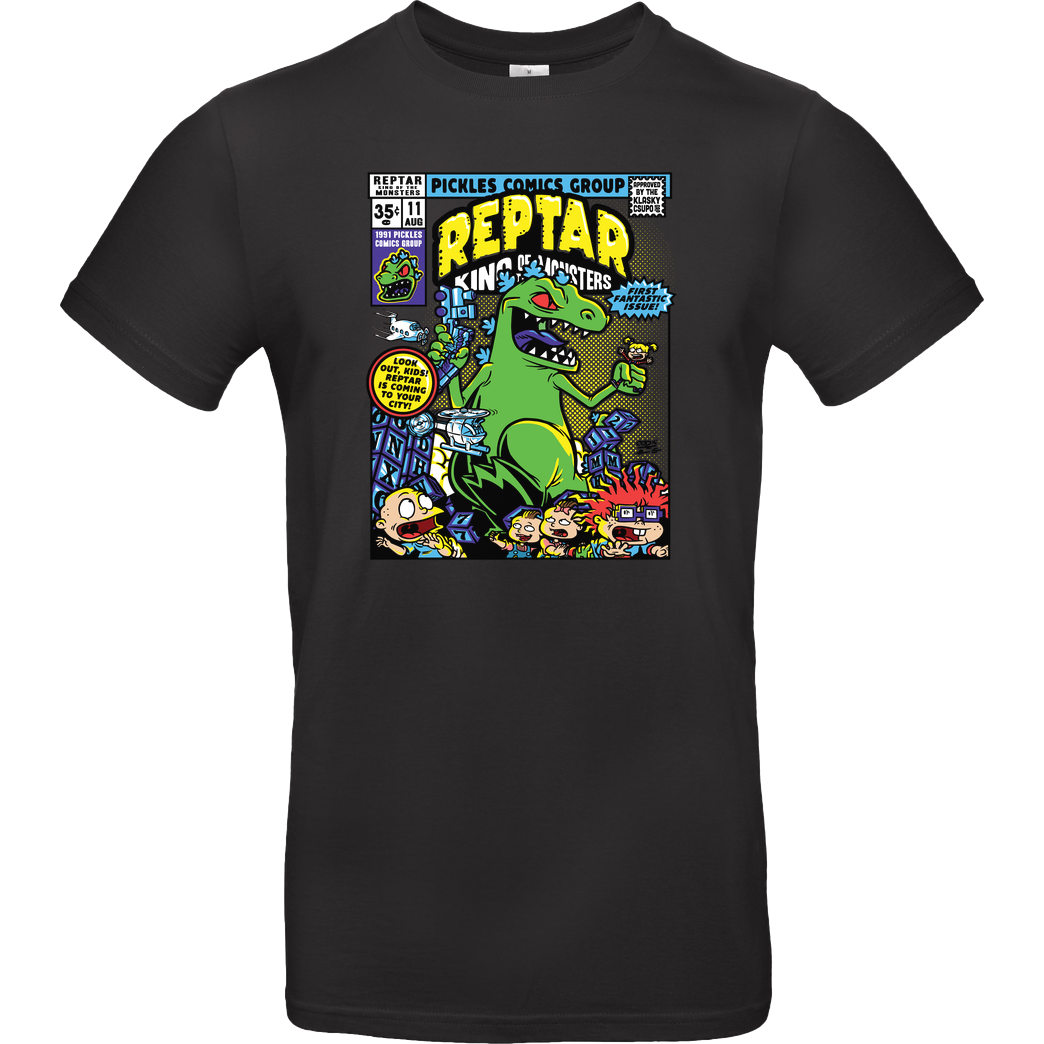 Punksthetic Art Reptar - King of Monsters T-Shirt B&C EXACT 190 - Schwarz