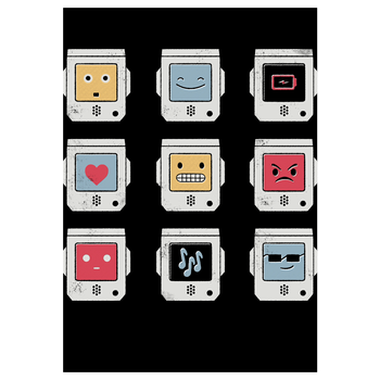 Robotic emojis Kunstdruck schwarz