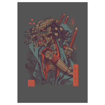 Samurai Predator Kunstdruck grau