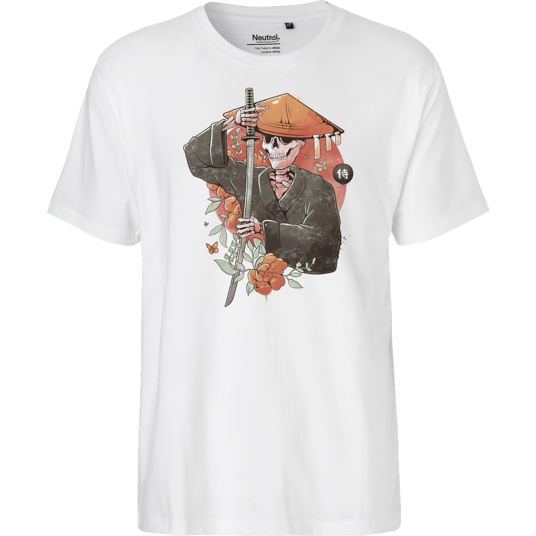 EduEly Samurai Skull T-Shirt Fairtrade T-Shirt - weiß