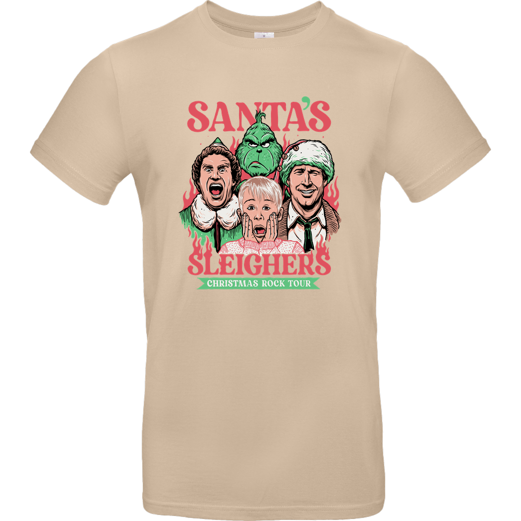 Momma Gorilla Santa's Sleighers T-Shirt B&C EXACT 190 - Sand