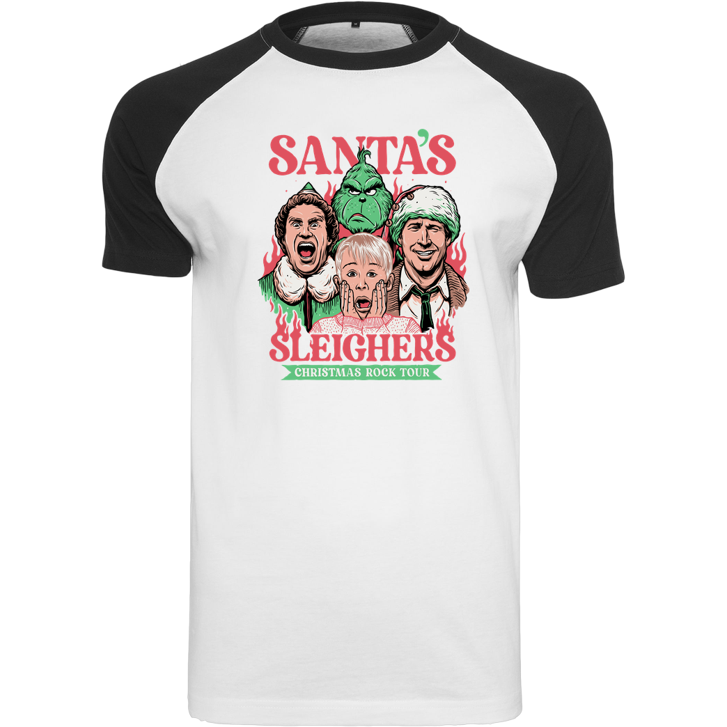Momma Gorilla Santa's Sleighers T-Shirt Raglan-Shirt weiß