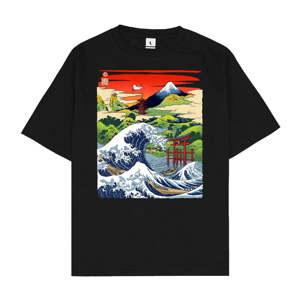 Albertocubatas Summer in Japan T-Shirt Oversize T-Shirt - Schwarz