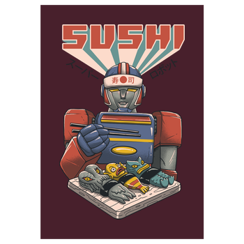 Super Sushi Bot Kunstdruck bordeaux