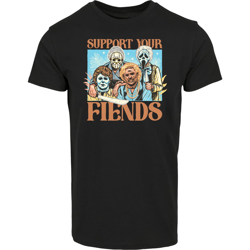 Momma Gorilla Support Your Fiends T-Shirt Hausmarke T-Shirt  - Schwarz