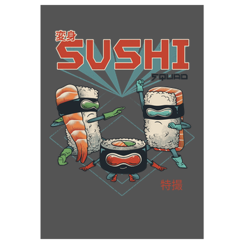 Sushi Squad Kunstdruck grau