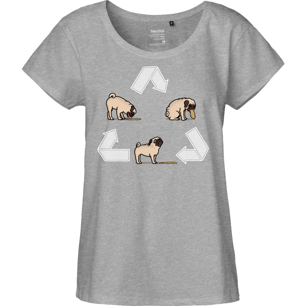 Raffiti Design The Cycle of the Pug! T-Shirt Fairtrade Loose Fit Girlie - heather grey