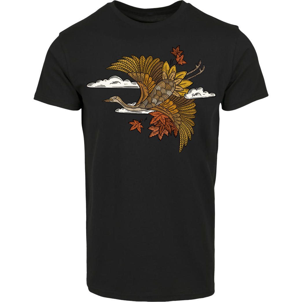 Herzflimmern The Japanese Crane. T-Shirt Hausmarke T-Shirt  - Schwarz