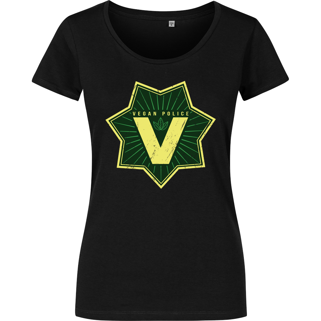 Karlangas Vegan Police T-Shirt Damenshirt schwarz